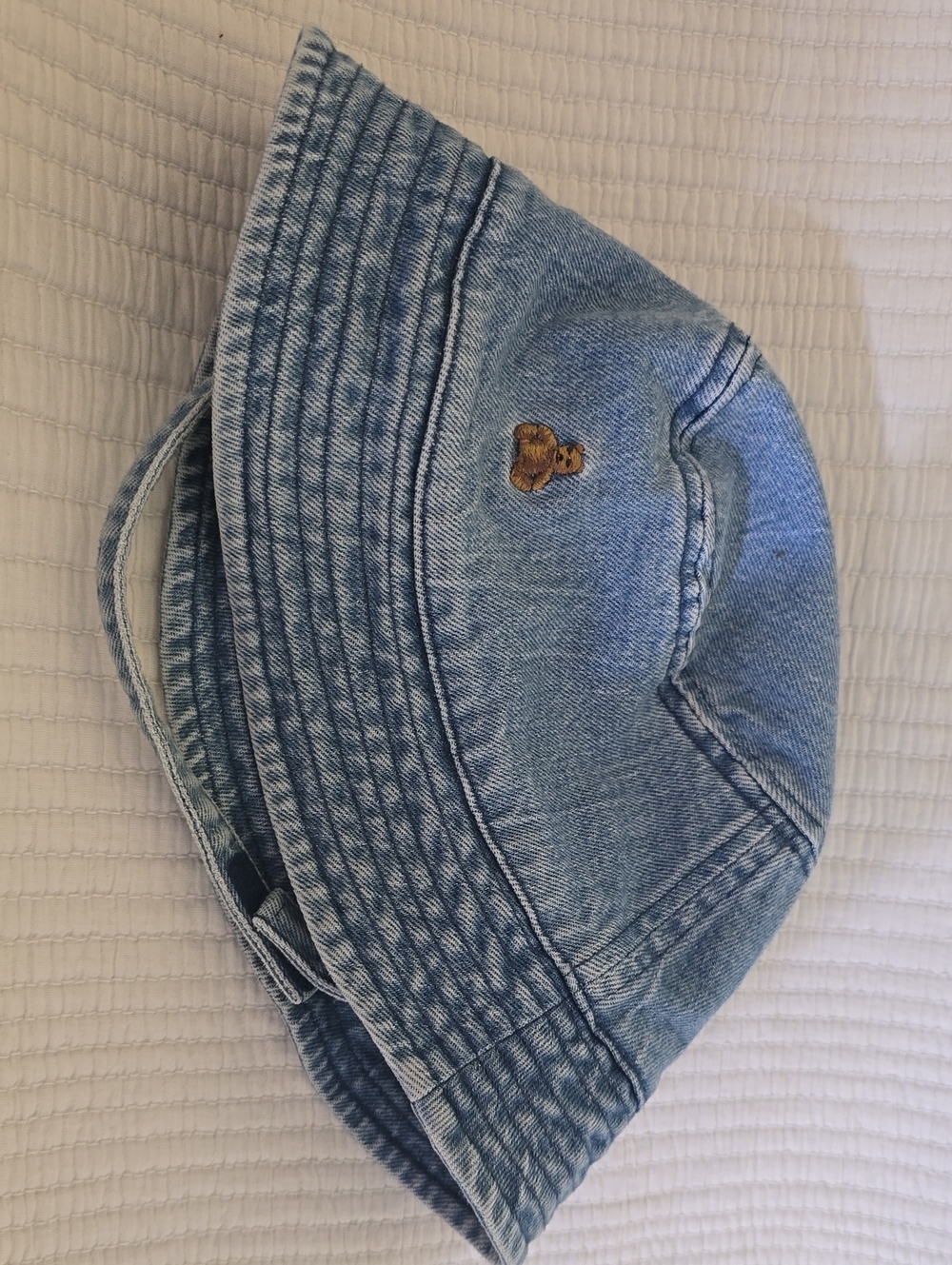 GAP Baby Light Blue Denim Bucket Hat with Teddy Patch